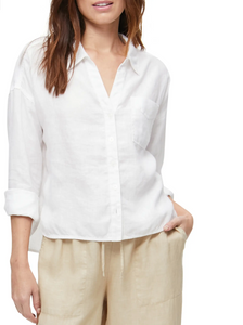 Gracie Cropped Shirt | Ink + Natural + White-Sea Biscuit Del Mar