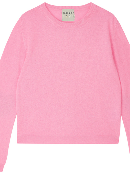 Heart Patch Cashmere Crew | Flamingo w/ Red Heart-Sea Biscuit Del Mar