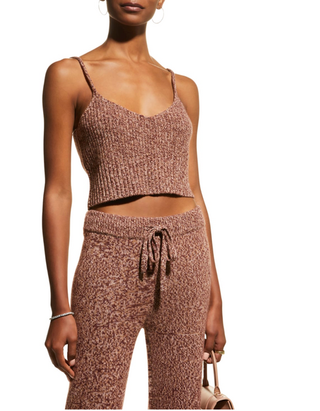 Marled Wool Cashmere Blend Cropped Tank | Pomegranate-Sea Biscuit Del Mar