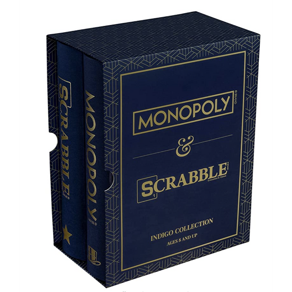Monopoly and Scrabble Indigo Bookshelf Game Collection-Sea Biscuit Del Mar