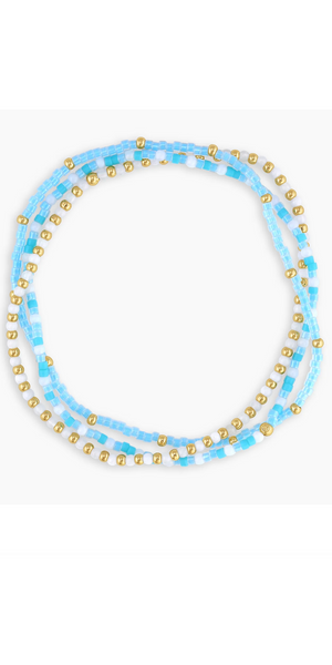 Poppy Gem Bracelet Set | Aventurine + Rose Quartz + Blue Lace Agate-Sea Biscuit Del Mar