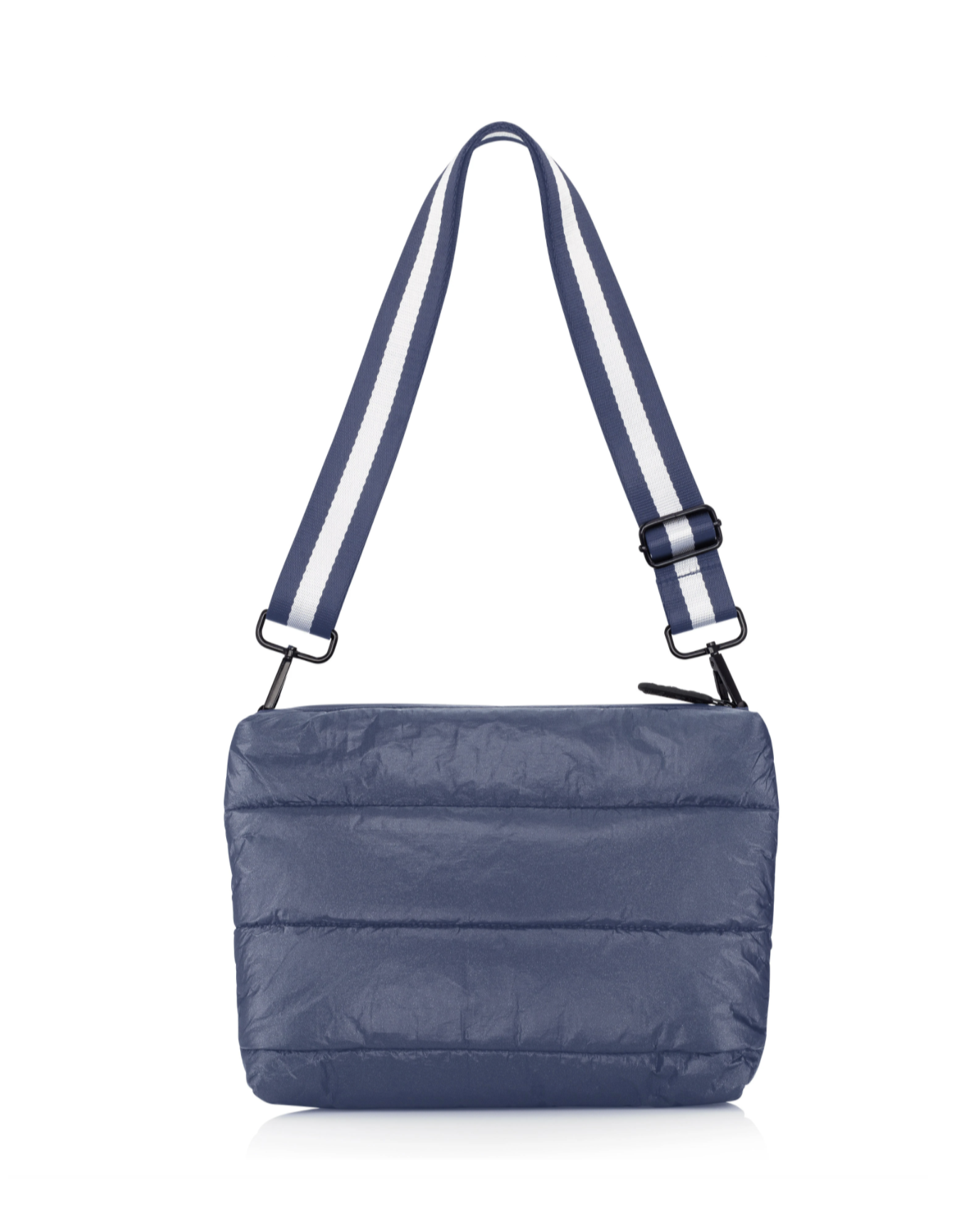 Puffer Crossbody Purse Shimmer Navy