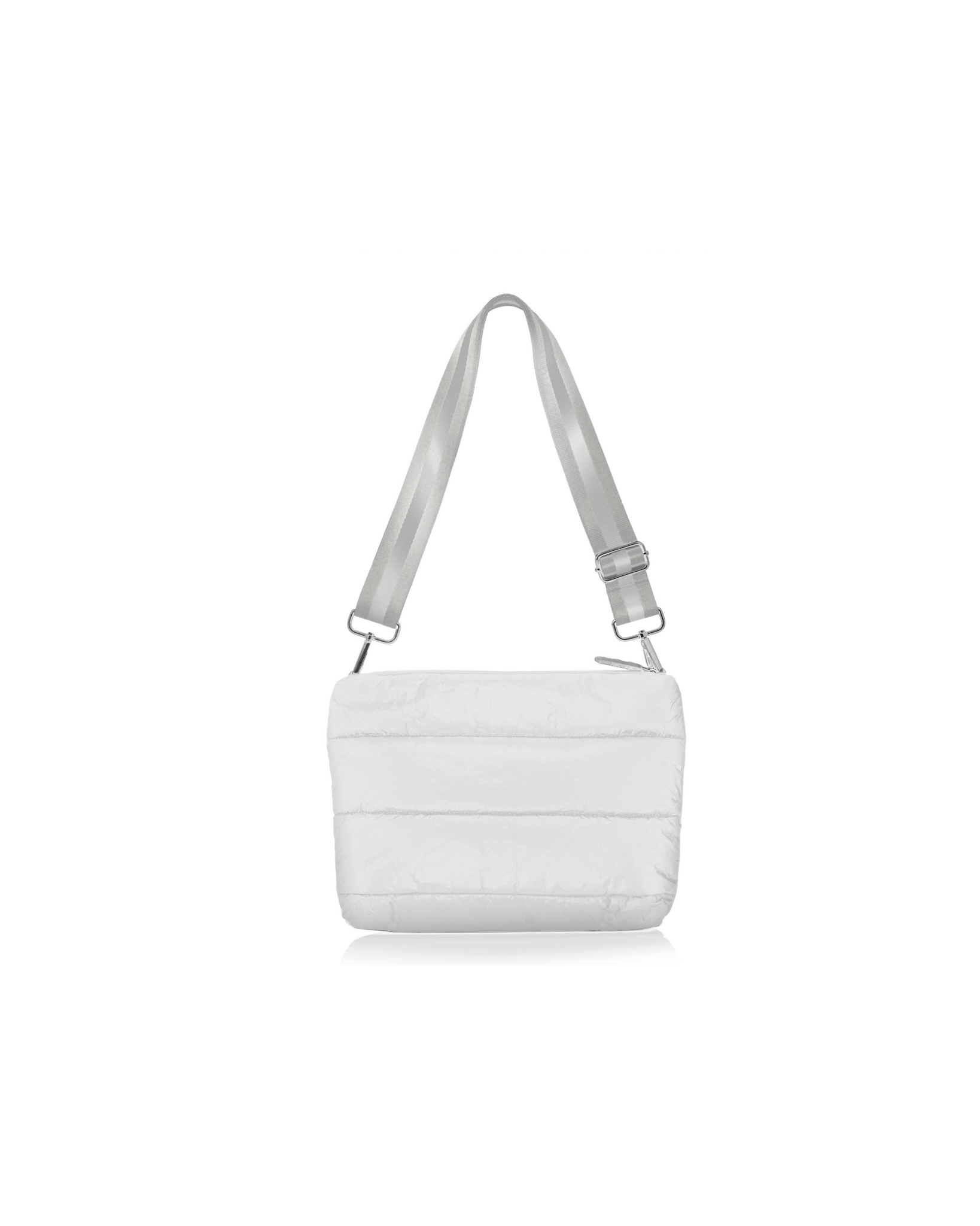 Puffer Crossbody Purse | Shimmer White-Sea Biscuit Del Mar