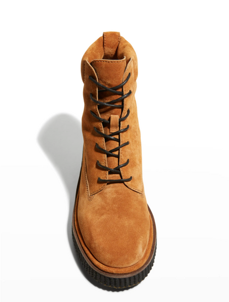 Sloane Suede Combat Boots - Beige + Cinnamon-Sea Biscuit Del Mar