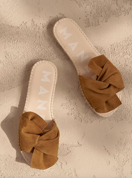 Soft Suede Sandals with Knot | Bold Pink + Cuero-Sea Biscuit Del Mar