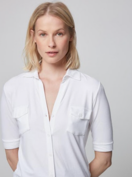 Soft Touch Elbow Sleeve Pocket Shirt | Blanc-Sea Biscuit Del Mar