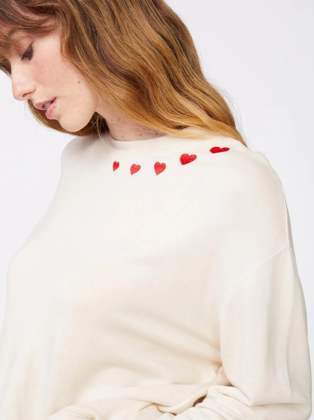 Supersoft Fleece Embroidered Heart Boyfriend Sweatshirt