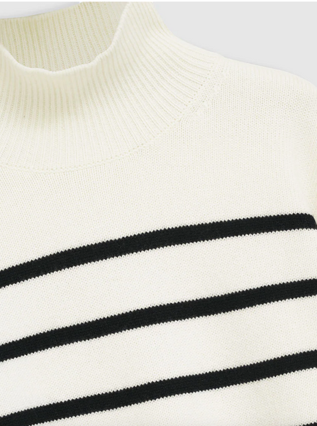 The Courtney Sweater | Ivory and Black Stripe-Sea Biscuit Del Mar