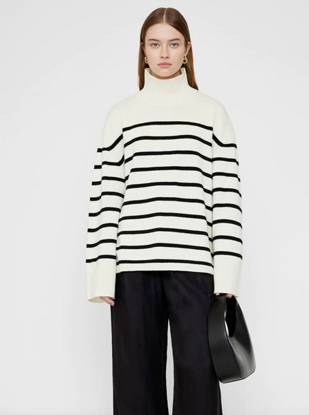 The Courtney Sweater | Ivory and Black Stripe-Sea Biscuit Del Mar