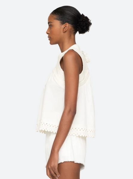 Willa Smocked Tank Top | White-Sea Biscuit Del Mar