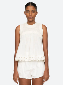 Willa Smocked Tank Top | White-Sea Biscuit Del Mar